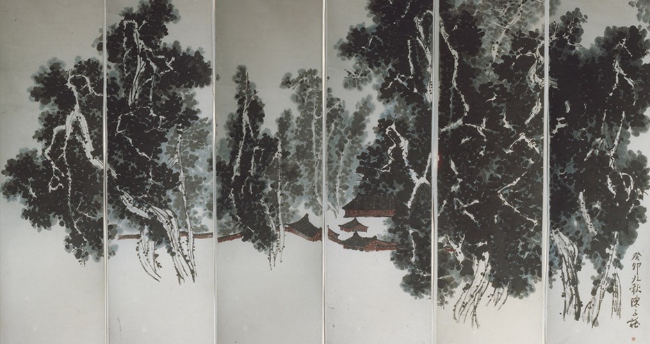 现代陈子庄《锦官城外柏森森》图轴